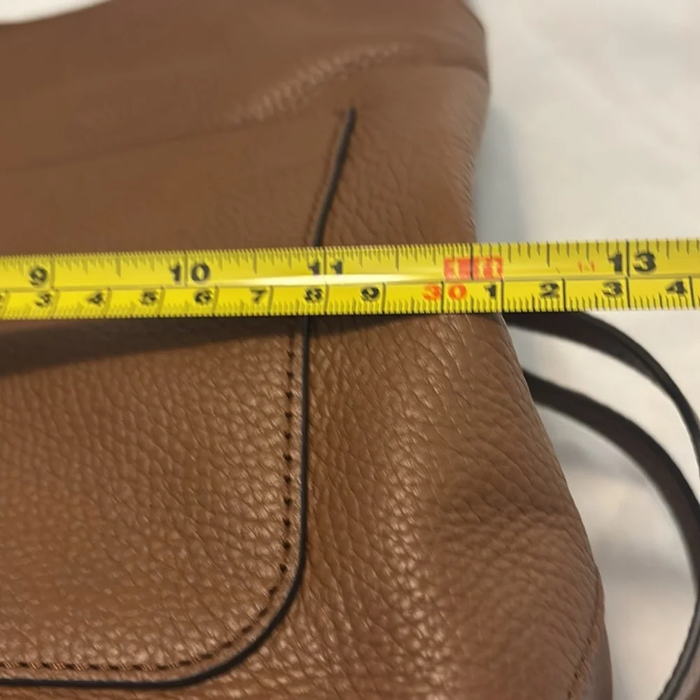 MICHAEL Michael Kors pebbled Leather Large Hobo Shoulder Bag brown gold accents - Picture 12 of 14